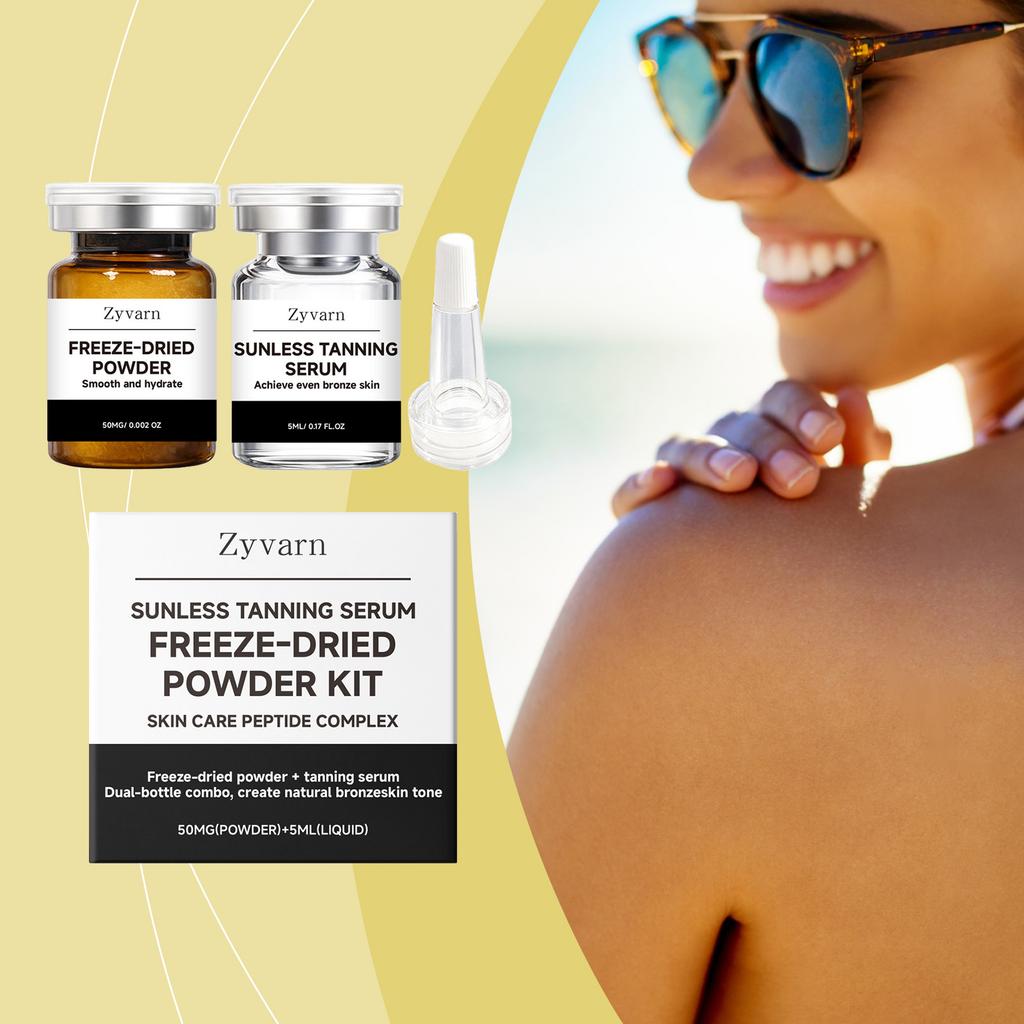 Zyvarn Serum do Opalania Zestaw z Liofilizowanym Proszkiem Nawilżająca Naturalnie Opalona Skóra Codzienne Stosowanie dla Mężczyzn Kobiet