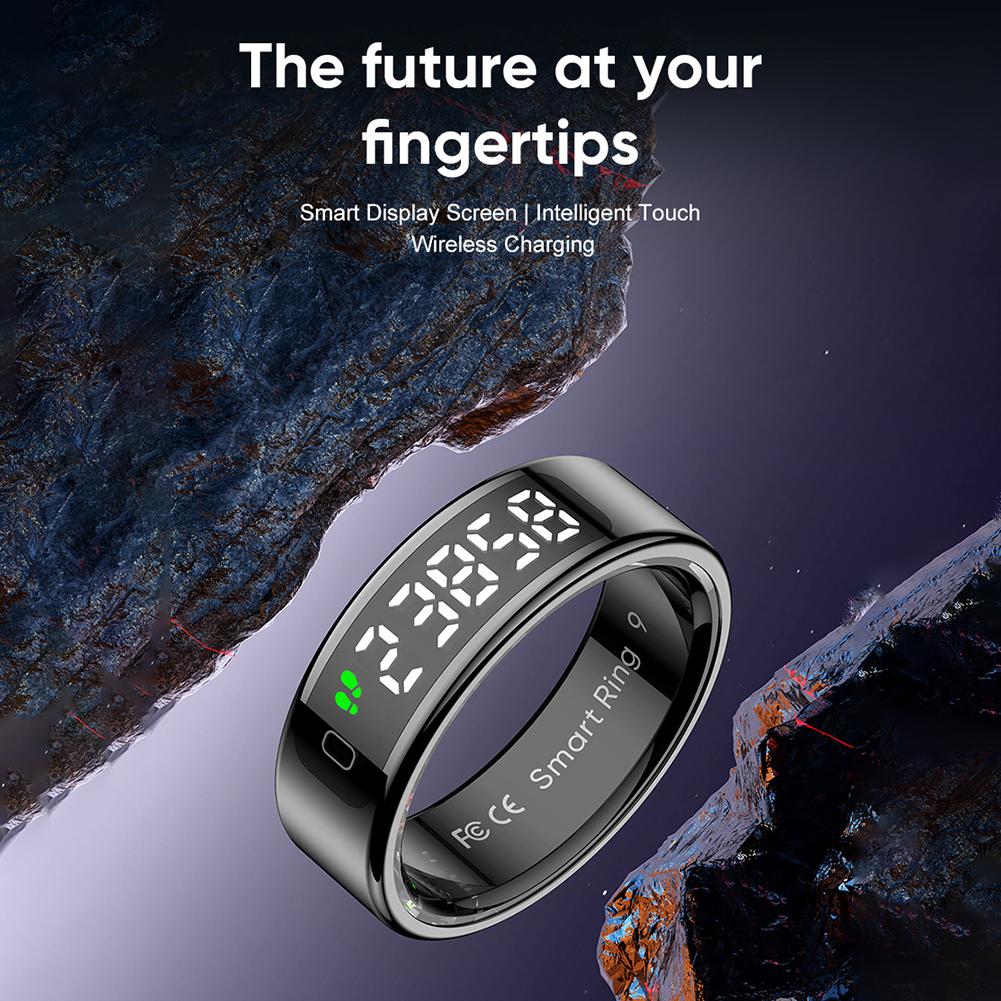 R11 Smart Ring with Display Screen and Touch Heart Rate Blood Oxygen Monitor Ring 5 ATM Waterproof Smartring for Android & iOS