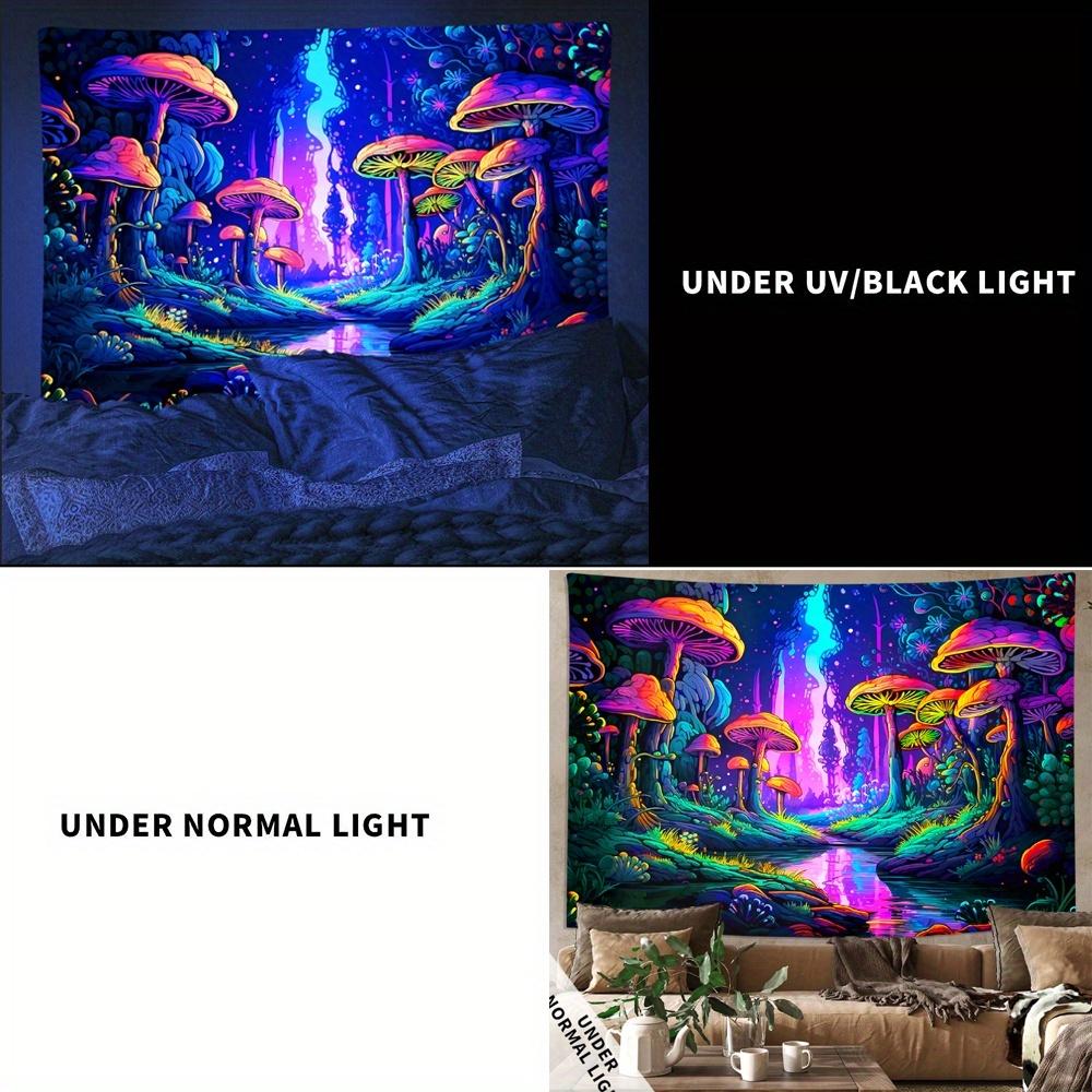 Ciupercă misterioasă Plante de pădure Tapiserie fluorescentă cu lumină neagră Tapiserie de perete Tapiserie Monstru Agatator pentru dormitor, living