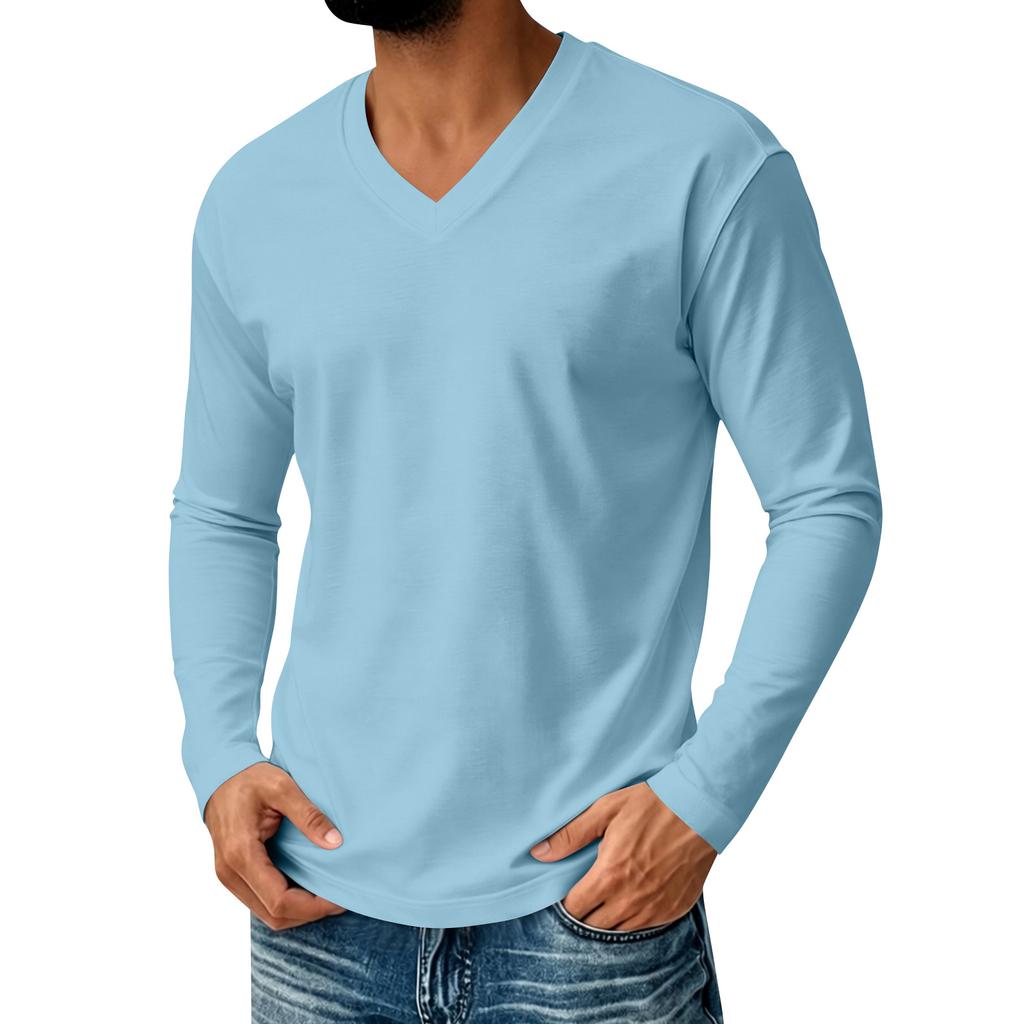 Men's V-Neck Long Sleeve Casual Comfortable T-Shirt