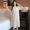D Oh Mida Summer New Loose Casual Comfortable Cloud Cotton Printing Medium and Long Nightdress Loungewear Pajamas Women