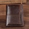 Men's Genuine Leather Wallet Retro Short Wallet Oil Wax Cowhide Wallet Genuine Leather Men's Bag Wallet