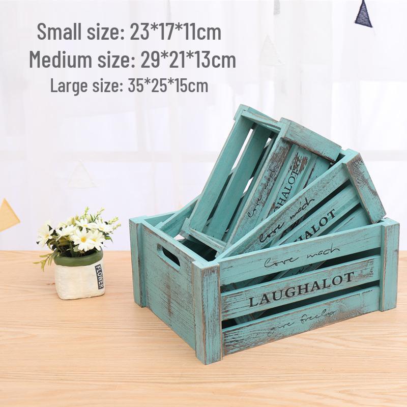 Vintage Weathered Wooden Slat Display Box for Decorative Props and Weddings