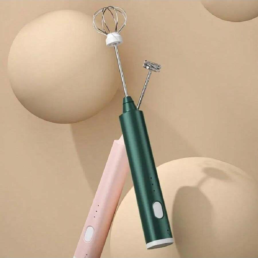 2 Heads High-Quality Kit USB Rechargeable Handheld Egg Beater 3 Speeds Electric Milk Frother Foam Maker Mixer Coffee Drink
