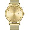 BUREI Men's Analog Business Watch Waterproof Milanese Mesh Band Date Display Black Gold