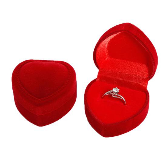 Heart Shape Finger Ring Ear Stud Jewelry Display Holder Storage Box Container