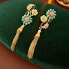 Vintage Asymetryczny Kolczyk dla Kobiet Stop Cynku Igła Kryształ Kwiatek Chwost Wiszący Kolczyk Luksusowy Retro Designerski Cyrkon
