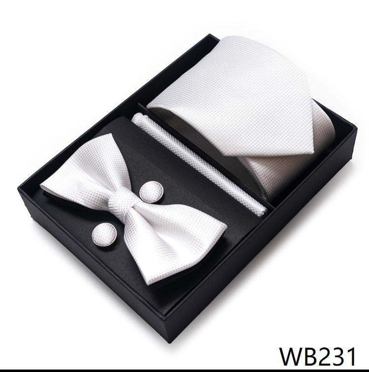 Men'S Business Dress Party Tie Gift Box Fashion Tie Square Scarf Combination Set Tie Bow Tie Set