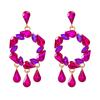 Pinkdudu Sparkling Dual Element Earrings  Alloy Hoop with Dangling Teardrop Crystals Modern Geometric Jewelry  PD897