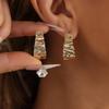 New Pleated C-shaped Stud Earrings for Women Versatile Hollow Earrings Geometric Metal Ear Accessories Party Gift