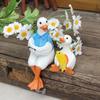 Yousheng 2Pcs Cute Duck Statues Waterproof UV Resistant Funny Cartoon Duck Garden Figurines Indoor Outdoor Decorations