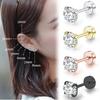 Inel Rotund din Oțel Inoxidabil cu Zirconiu Cubic pentru Piercing în Ureche pentru Femei Bărbați Stud Earrings Strălucitoare Culoare Argintie Bijuterii Negre pentru Corp