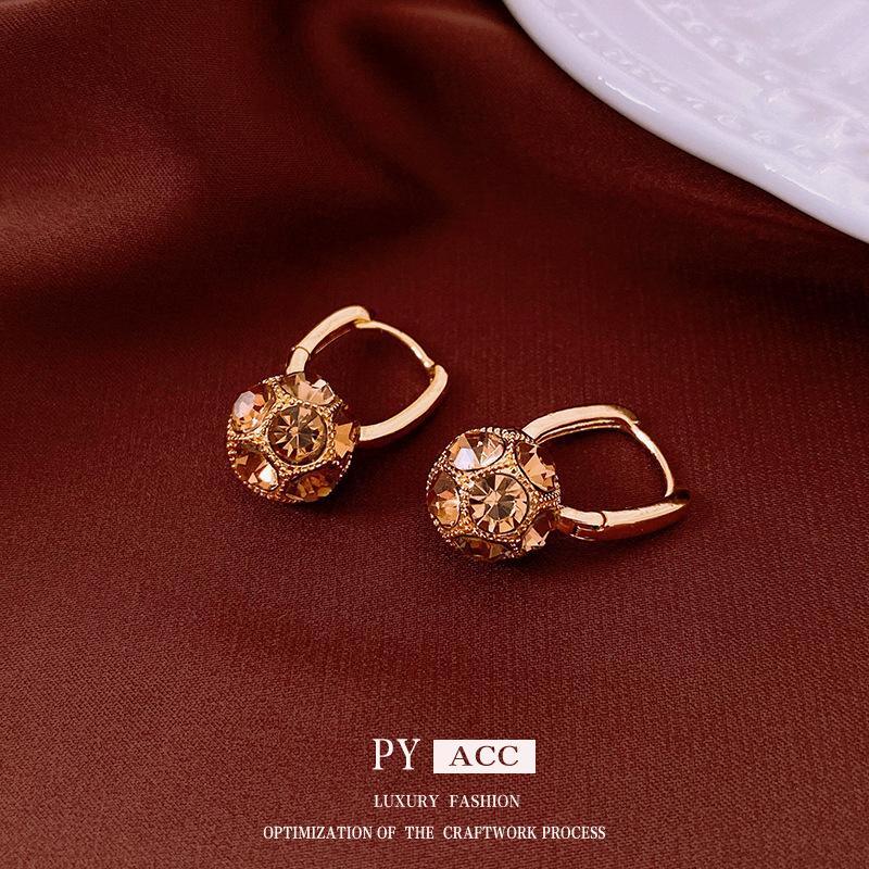 European and American Diamond-set Oval Earrings Retro Earrings Niche Light Luxury High-end Earrings Women