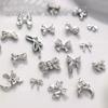 10Pcs Silver Alloy Nail Art Bow Charms Accessories Parts For Manicure Decorate Retro Nails Decoration Design Supplies