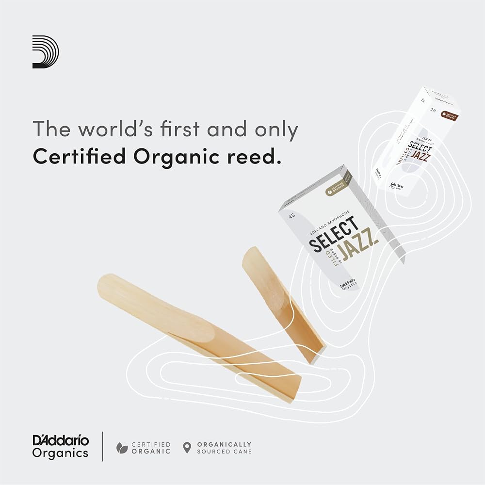 D'Addario WoodWinds D'Addario Reeds for Alto Saxophone, USDA Organic Certified, SELECT JAZZ UNFIL...