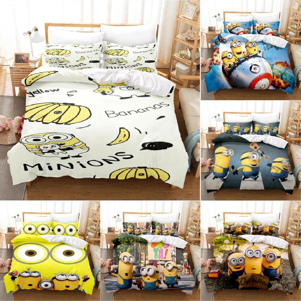 Minions Duvet Anime Cover Set Comforte Printed Cartoon Twin Bedding Christmas