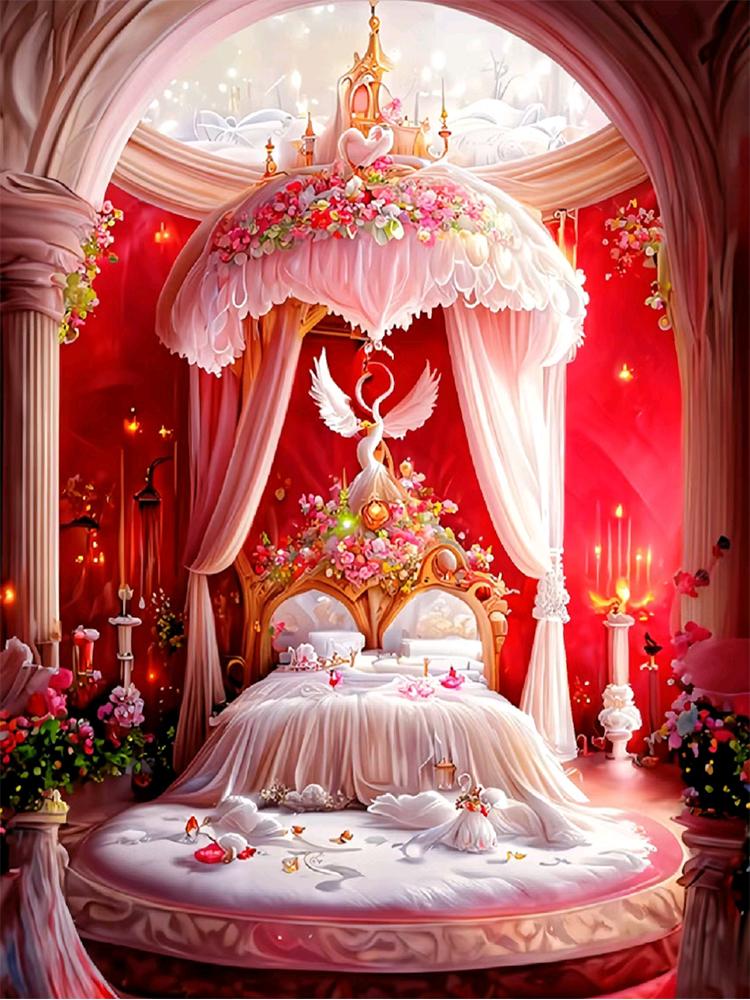 

Алмазная картина 5DDIY Новинка 2024 года Фэнтези Розовая серия Детская кровать Мозаика Полная вышивка крестом Фэнтези настенное украшение для комнаты Full Round 20x30CM