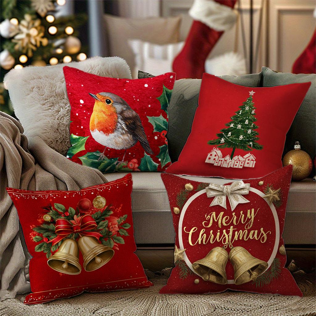 Merry Christmas Red Pillowcasesuitable For Sofa Car Bedroom Decorative Cushion Cover Pillow Cover