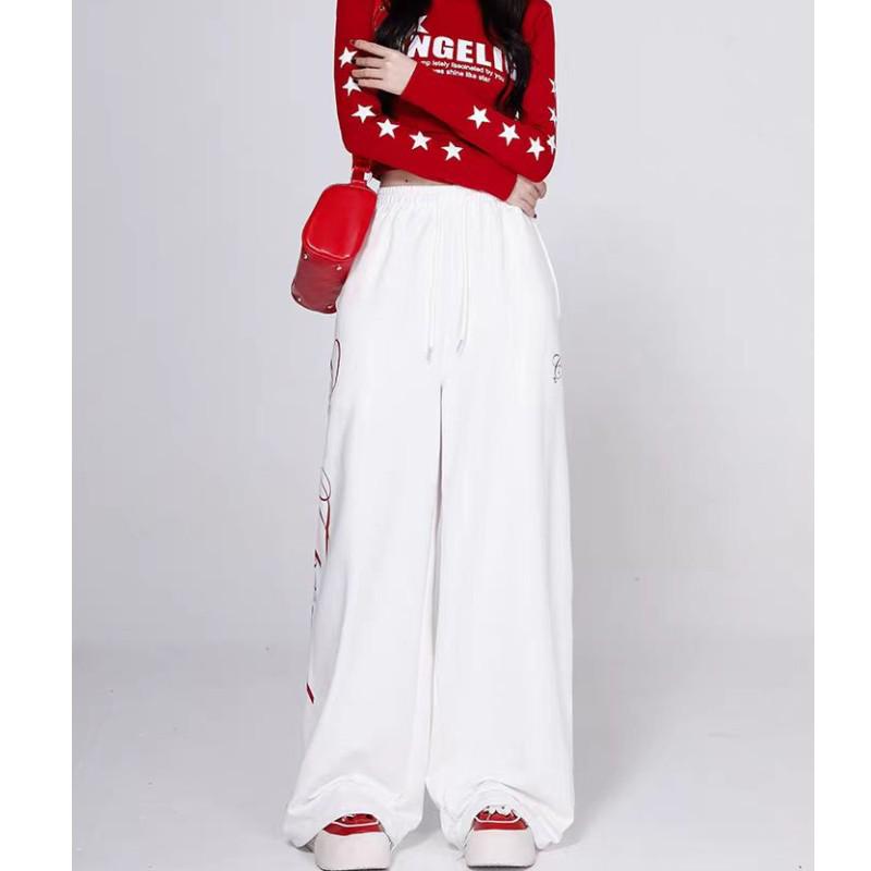 Korean Style Women's Hip Hop Printed Drawstring Dance Pants