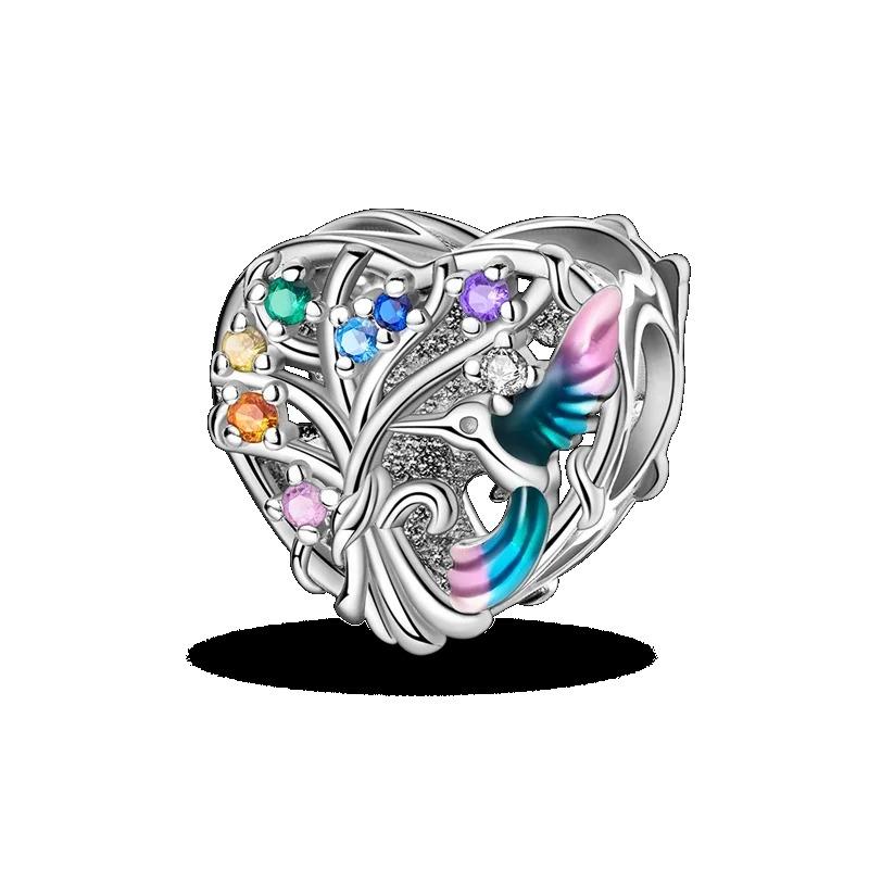 Fashion 925 Silver Colorful Butterfly Dragonfly Hummingbird Spring Series Charms Beads Fit 925 diy Bracelet Jewelry