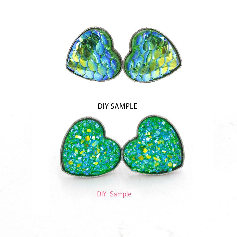 12mm Peach Heart Stainless Steel Earring Base for Heart-Shaped Studs