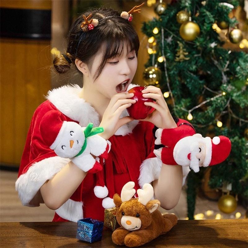 Adorable Santa Claus Plush Toy With Wrist Paddle Bracelet Soft And Short Plush Material
