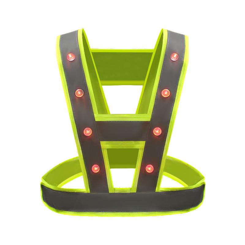 LED Glowing Safety Vest - Fluorescent V-shaped Reflective Suspenders for Construction and Labor Protection