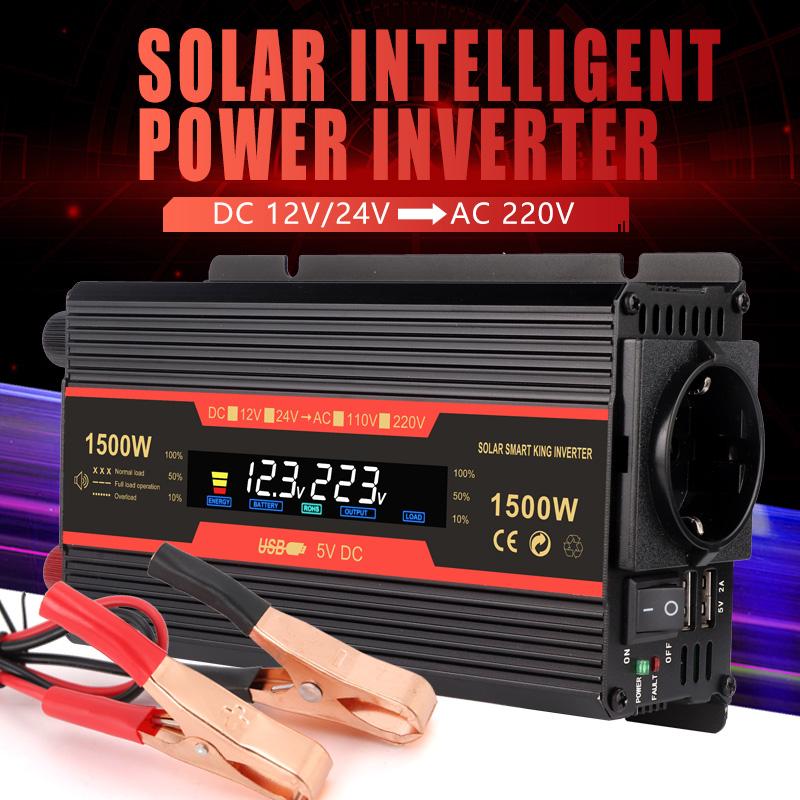 High-quality on-board inverter universal 12v 24v to 220v 1500w multi-functional car power converter charger European socket 400W to 1500W