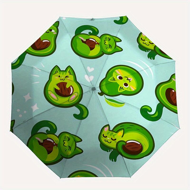 

1pc Avocado Cats Automatic Open/Close Umbrella with One Touch Button,, Windproof Design Lightweight Portable Umbrella for Women & Men6052