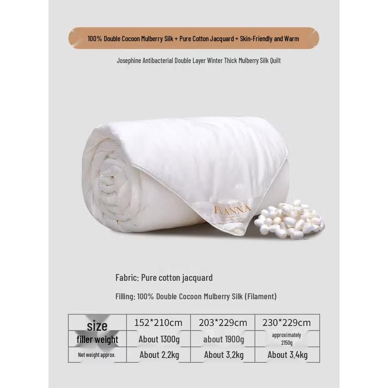 FUANNA Double Cocoon Mulberry Silk Winter Comforter
