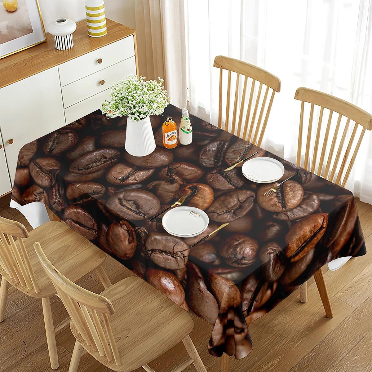 Koffiebonen Tafelkleed Yin en Yang Patroon Tafelhoes Rechthoekig voor Keuken Woonkamer Eetkamer Huis Picknick Decoratie 90x140cm