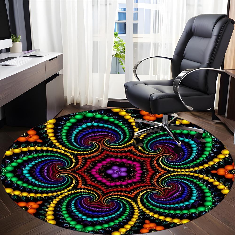 1pc Psychedelic Pattern Chair Carpet for Office Non-Slip, Machine Washable Rug for Office - Holiday DecorMachine Made Yy251029021
