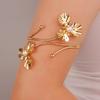 Hot Sale Flower Open Arm Bracelet Geometric Light Luxury Niche High-end Bracelet Fashion Arm Ring Non-fading Bracelet
