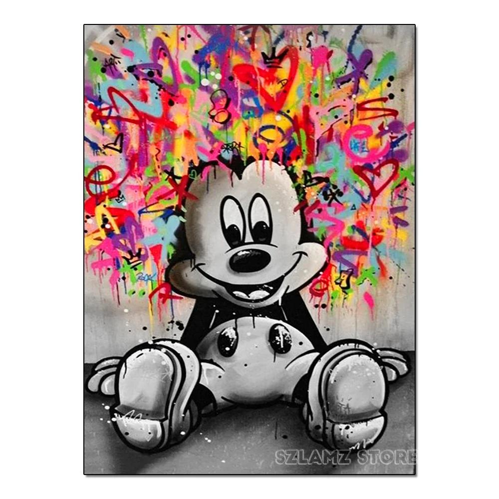 5D DIY Color Mickey Diamond Painting Kit Tidal Graffiti Cross Stitch Handmade Diamond Mosaic Embroidery Art Gift