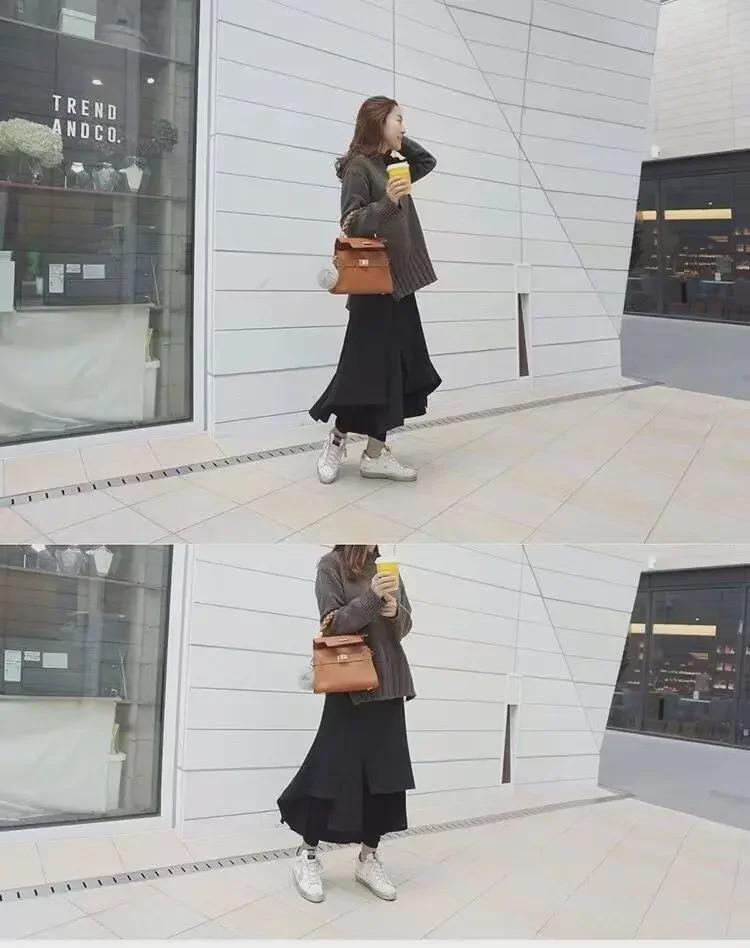 Unregelmäßige mehrlagige Rockhose für Damen Herbst/Winter 2023 – Nischendesign, große Größe, falscher zweiteiliger Stil.