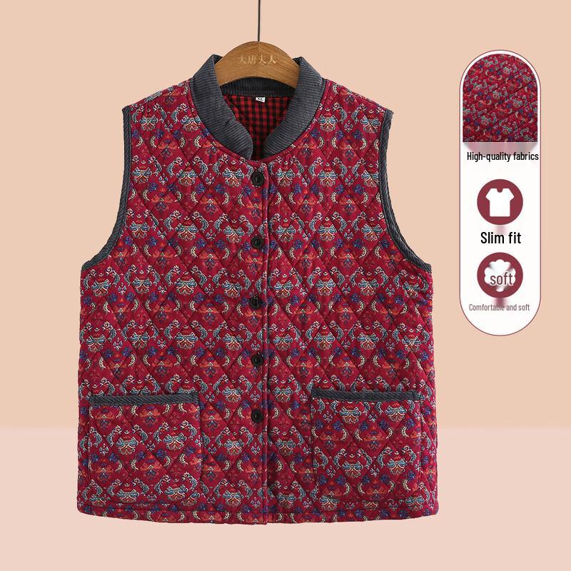 

Женский стеганый жилет большого размера с цветочным принтом 4XL