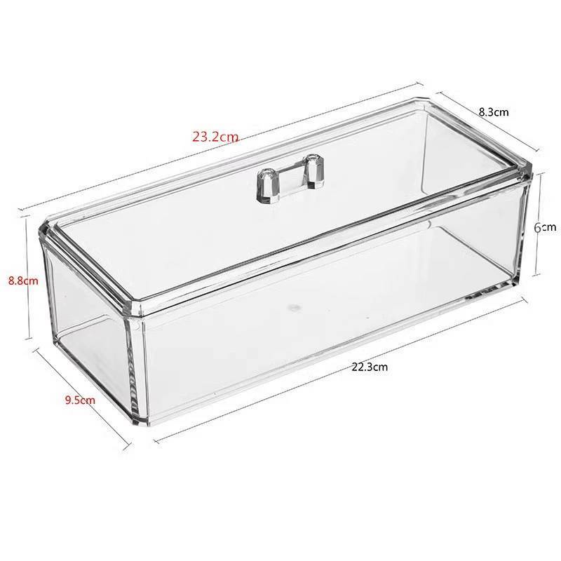 Acrylic Rectangular Desktop Storage Box With Lid For Jewelry And Makeup Organizer 1 Grid