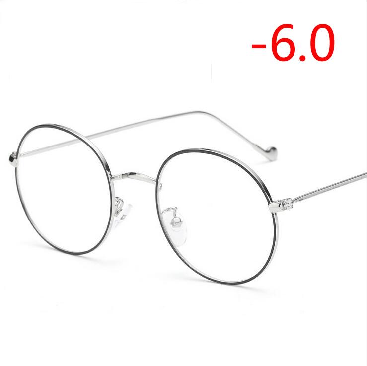 

Round Women Myopia Glasses With Astigmatism Vintage Metal Oval Prescription Eyelasses With Cylinder 0 -1.0 -1.5 -2.0 To -6.0