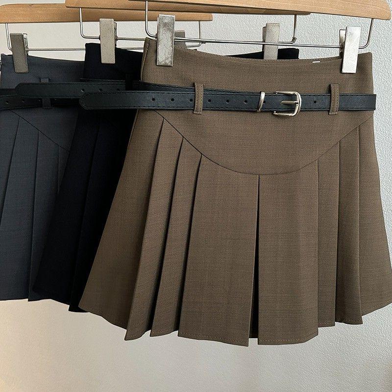 Korean Style Versatile A-Line Pleated Skirt for Women - Year-Round Casual & Slimming Fashion