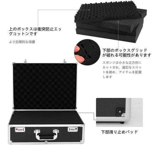 Rxakudedo Large Aluminum Tool Case with Block Cushion and Password Lock, Black, 50cm Long X 18cm Wide X 38cm High, Lightweight, Shockproof, Large Capa