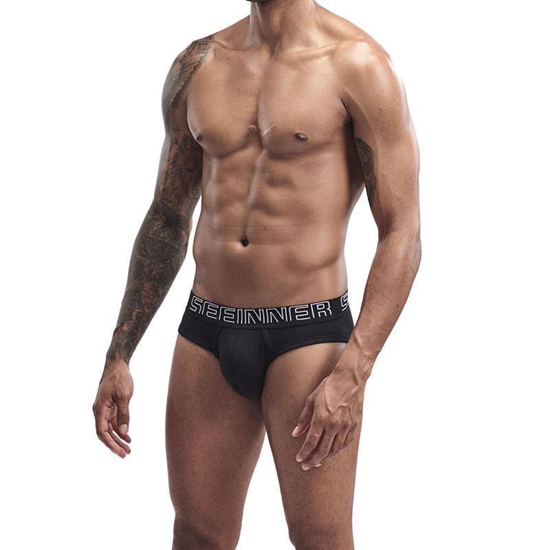 SEEINNER Men's Ribbed Cotton Wide Waist Triangle Sport Underwear