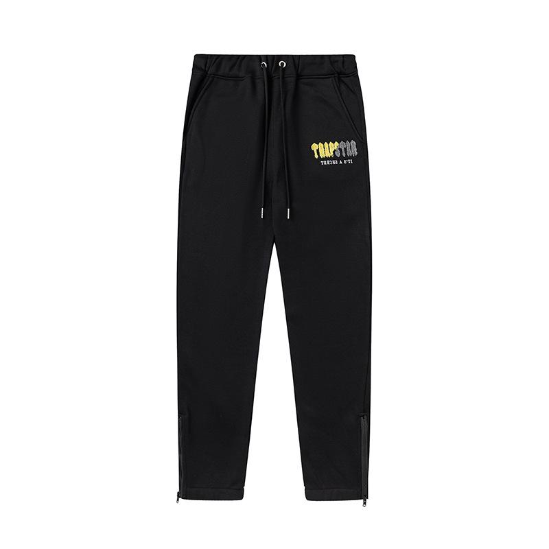 Trapstar towel embroidered letters fleece-lined zipper jacket, hooded sweatshirt pants, couple set