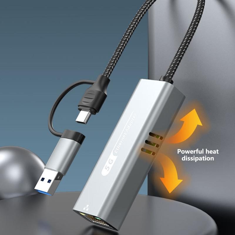 Fast Speed USB Type C to RJ45 Adapter 5000Mbps Ethernet Networking Converters for Laptops and Desktops