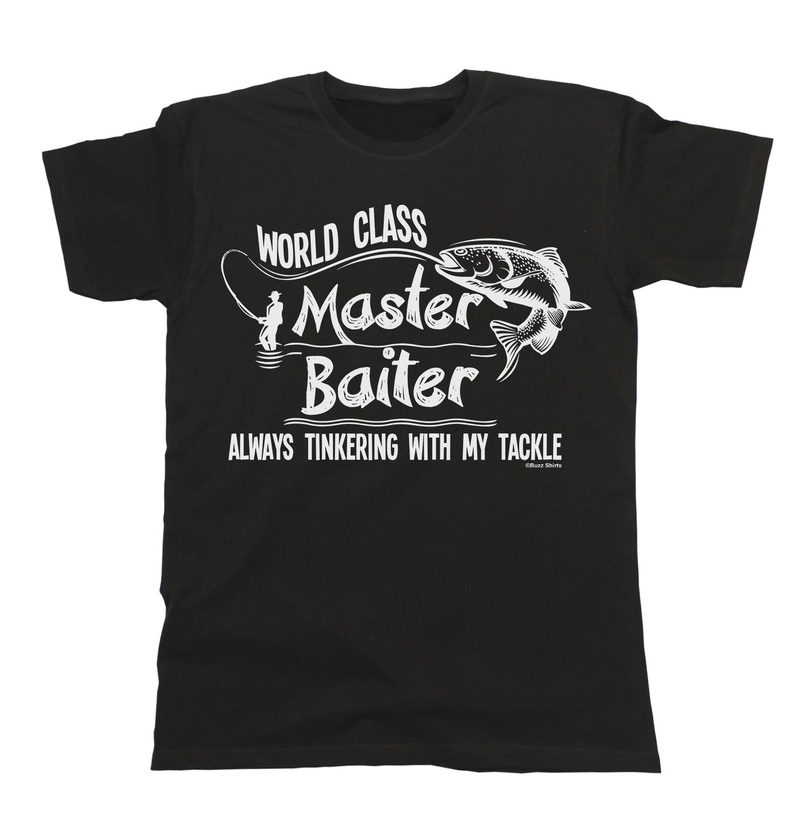 Mens Fishing T-Shirt Mens Womens Tees Top World Class Master BAITER Fisherman Christmas Gift S