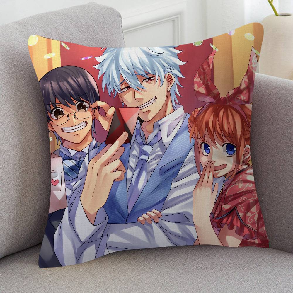 Anime Gin Tama Cartoon Series Square Pillowcase Soft Waist Sofa Cushion Cover Bedroom Room Pillowcase