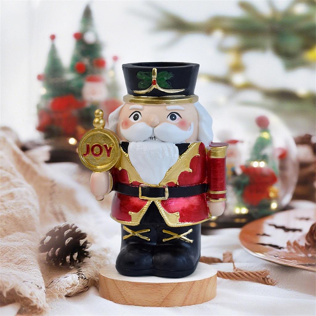 Nutcracker Soldier Statue Candlestick Ornaments Christmas Home Living Room Coffee Table Sculpture Decorations