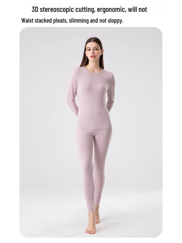 Women's Warm Lenzing Modal Autumn Underwear Set - Skin-Friendly Base Layer Top & Pants with Collar