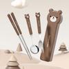 Cartoon Bear Cutlery Set with Case Stainless Steel Kids Fork Spoon Portable Cutlery Set Travel Tableware Reusable Flatware
