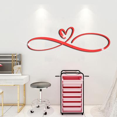 Wall Sticker Self-adhesive Gloss Acrylic 3D Love Shape Romantic Mirror Decal for Valentines Day