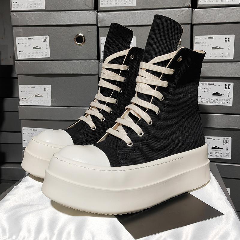 Women and Men Casual Canvas Boots Height Increased Lace Up Platform Shoe Top Quality Round Toe Flat High Top Sneakers Pink Black
